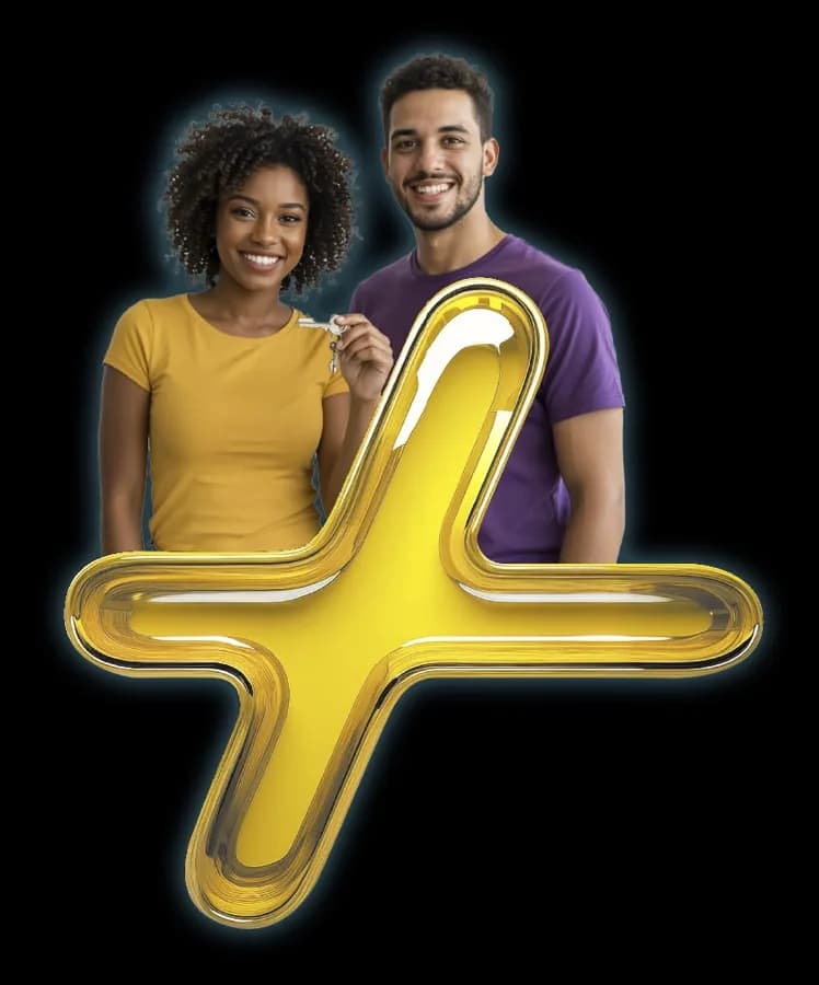 Casal recebendo as chaves do apartamento em campanha da Mamute Inc
